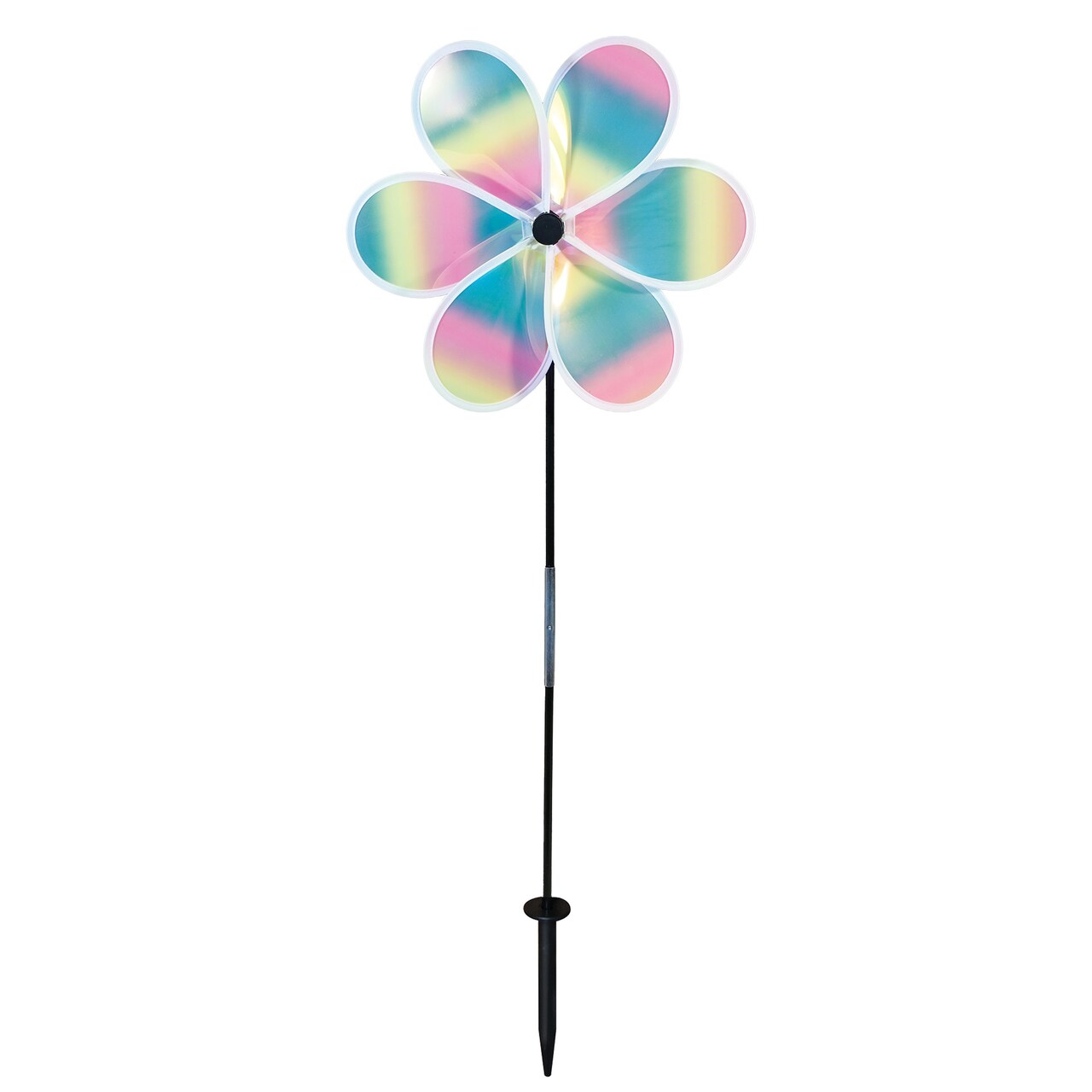 In the Breeze 2635 — 13.5-inch Striped Iridescent Flower Spinner